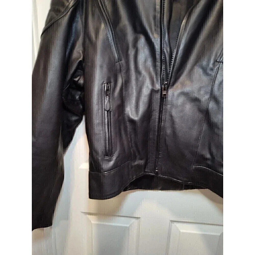 MOB Classic Series Black Leather Motorcycle Jacket Size 48 with removable lining